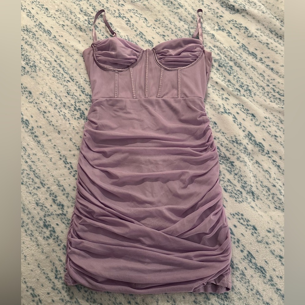 Light purple corset ruched dress size s